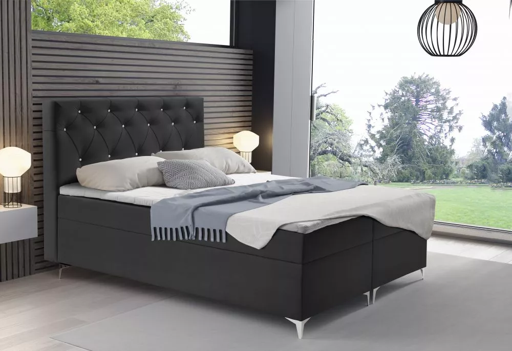 Gulta Crystal Premium Boxspring Standard Guļamvietas platums: 160 cm, Guļamvietas garums: 200 cm, · Antracīts · 164 × 21