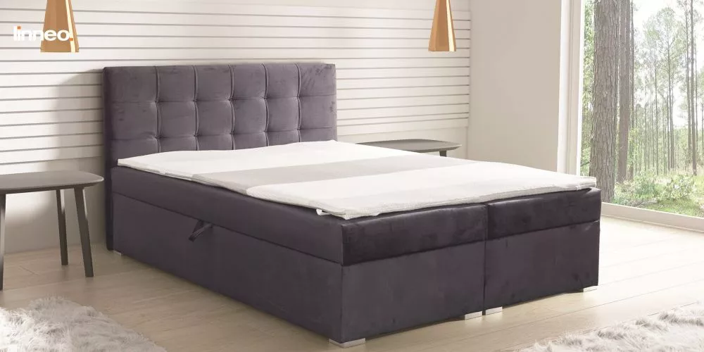 Gulta Vario Boxspring Standard Guļamvietas platums: 140 cm, Guļamvietas garums: 200 cm, · Tumši pelēks · 140 × 207 × 110