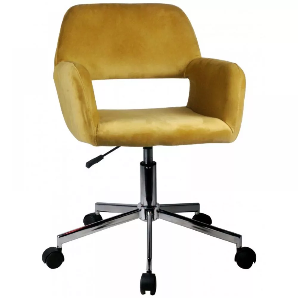 Datorkrēsls FD-22 Welur Sēdvietas platums: 53 cm, · Dzeltens · 58 × 60 × 78 cm