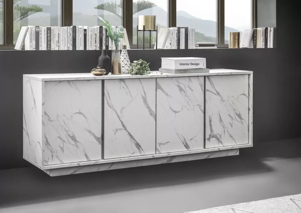 Kumode Ice Carrara K4D · Marmora balts · 180 × 43 × 79 cm