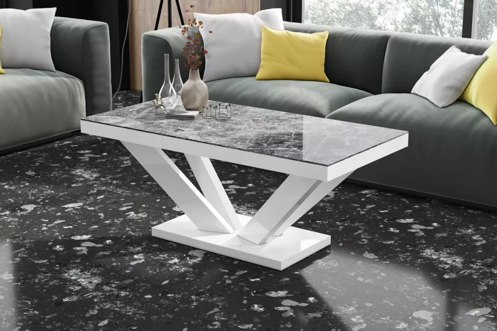 Žurnālgalds Viva 2 Mini Gloss Korpusa krāsa: tumšais marmors, · 120 × 60 × 50 cm