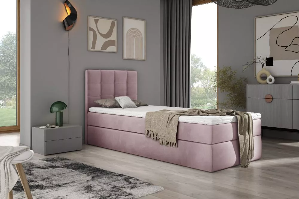 Gulta Adelle Boxspring Standard Guļamvietas platums: 100 cm, Guļamvietas garums: 200 cm, · Rozā · 100 × 210 × 100 cm