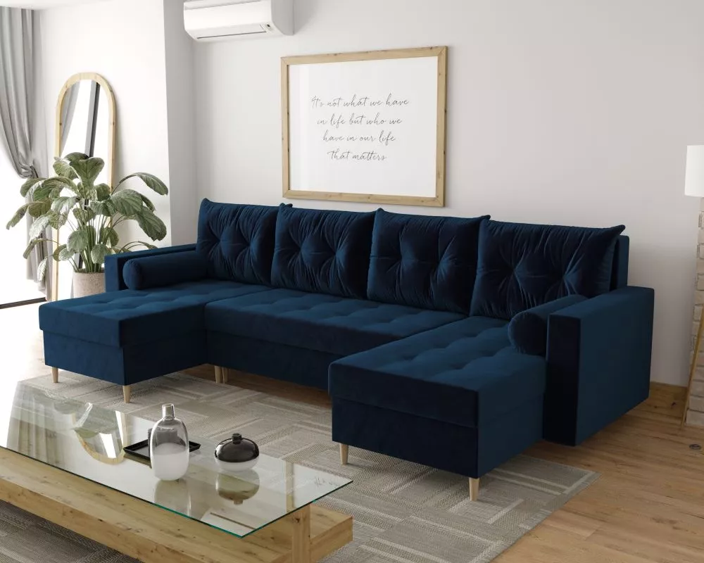 Dīvāns Skandi U standard · Zils · 145 × 300 × 88 cm