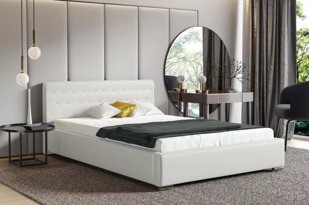 Gulta Oslo ar stelāžu Guļamvietas platums: 180 cm, Guļamvietas garums: 200 cm, stelāžas tips: metāla, · Balts · 198 × 22