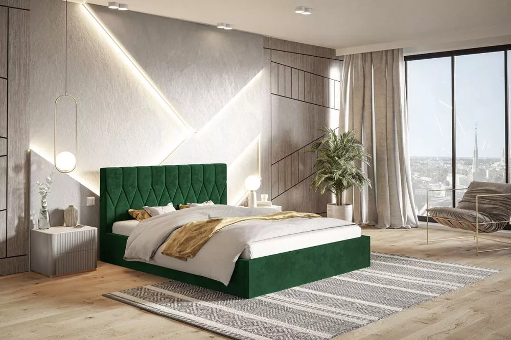 Gulta Gold 9 standard ar stelāžu Guļamvietas platums: 140 cm, Guļamvietas garums: 200 cm, stelāžas tips: koka, · Zaļš · 