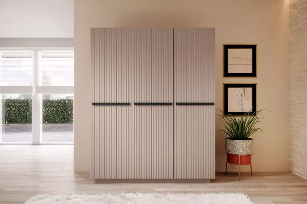 Skapis Nicole SZ150 3D2SZ Black C · Rozā · 150 × 62 × 207 cm