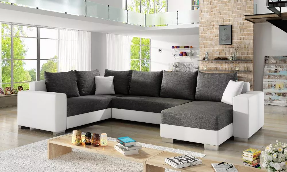 Dīvāns Marco Lux standard · Pelēks + balts · 210 × 312 × 92 cm