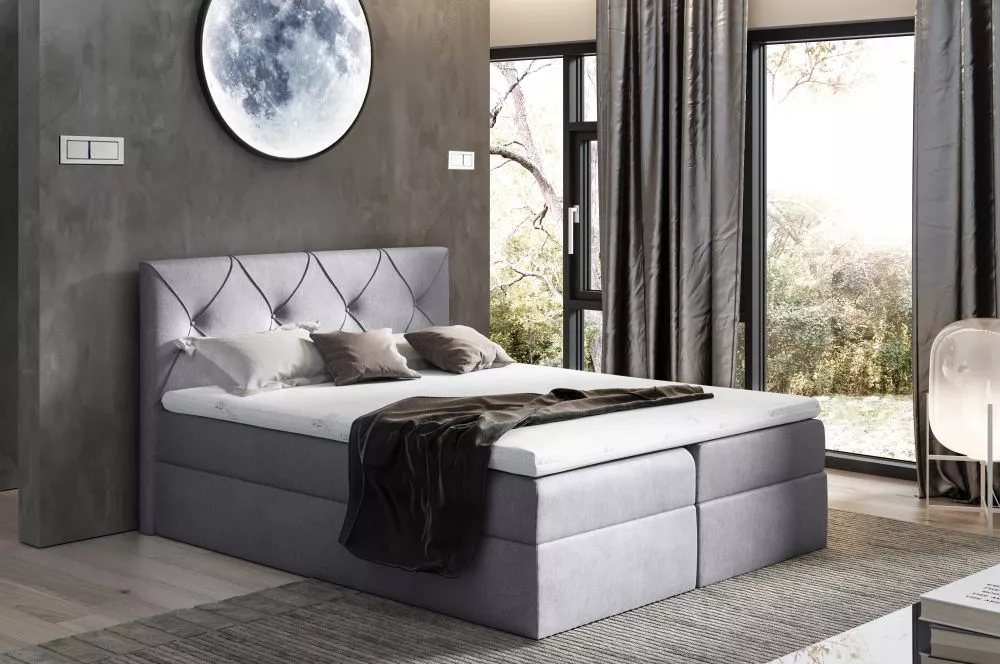 Gulta Crystal Boxspring Premium Standard Guļamvietas platums: 120 cm, Guļamvietas garums: 200 cm, · Tumši pelēks · 124 ×