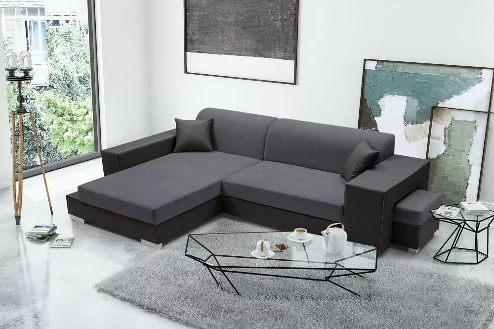Dīvāns Madagaskar Comfort Standard · Tumši pelēks + melns · 177 × 290 × 75 cm