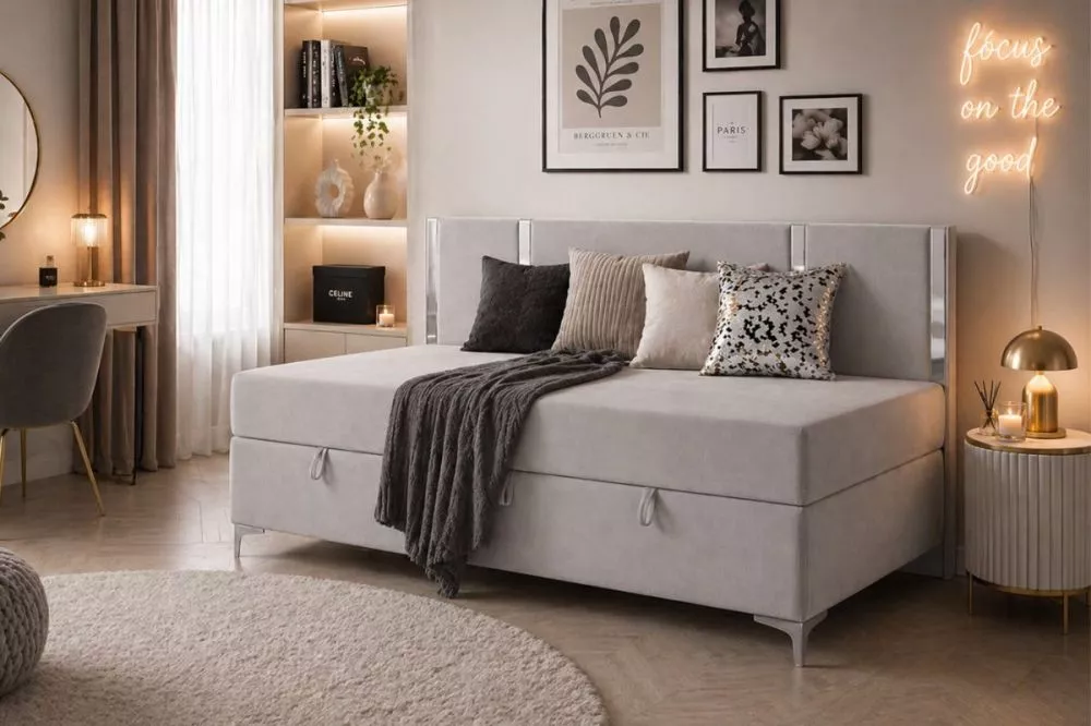Gulta Mediolan 3M Standard Guļamvietas platums: 120 cm, Guļamvietas garums: 200 cm, · Bēšs · 125 × 204 × 100 cm