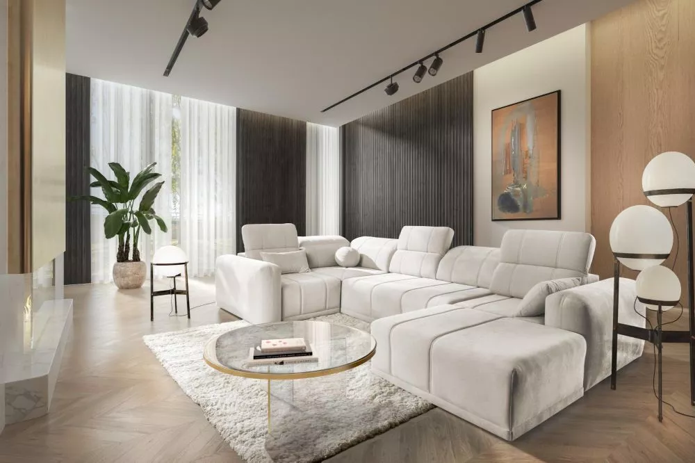 Dīvāns Ravello 4 Standard · Gaišais krēms · 220 × 360 × 82 cm