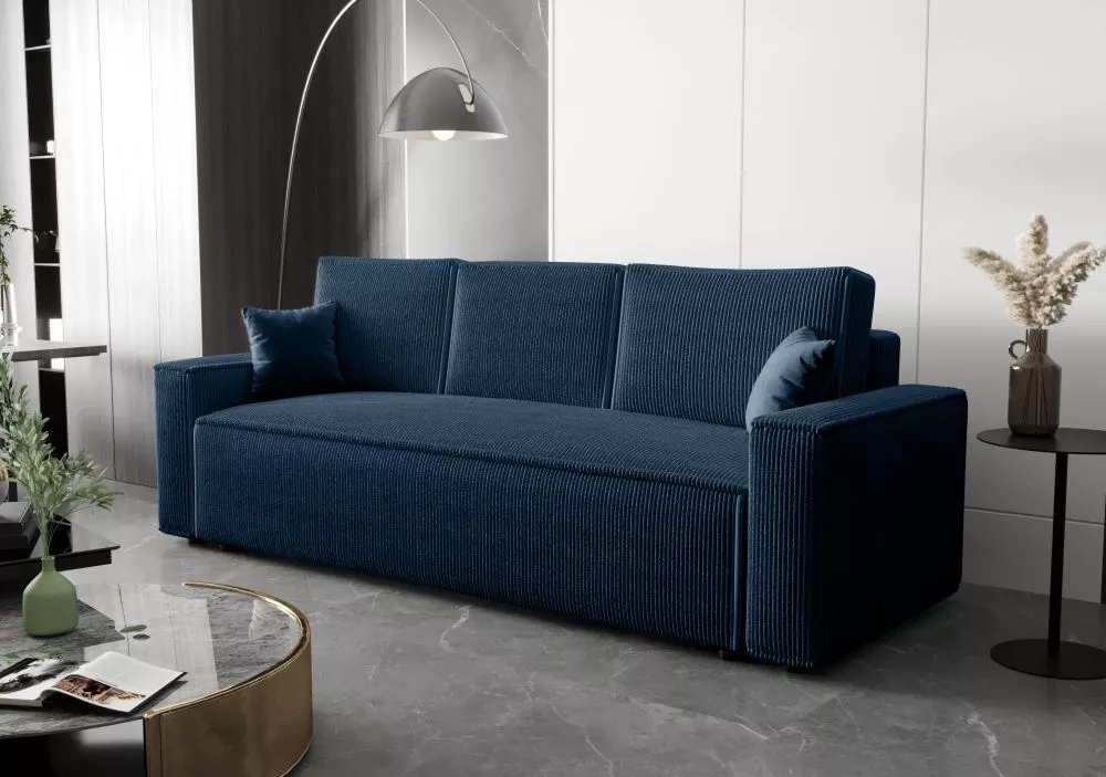 Dīvāns Ambro 3S standard · Zila · 90 × 230 × 85 cm