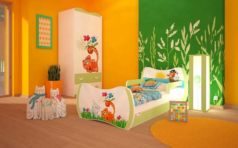Bērnu gulta Dream L02 140x70 DM25 ar stelāžu Guļamvietas platums: 70 cm, Guļamvietas garums: 140 cm, · 94 × 144 × 71 cm