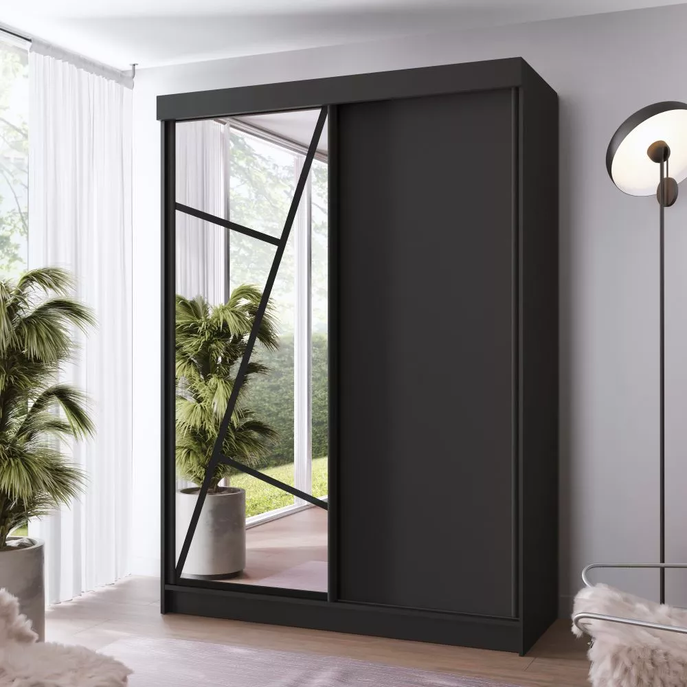 Skapis Vena 138 · Melns · 138 × 59 × 205 cm