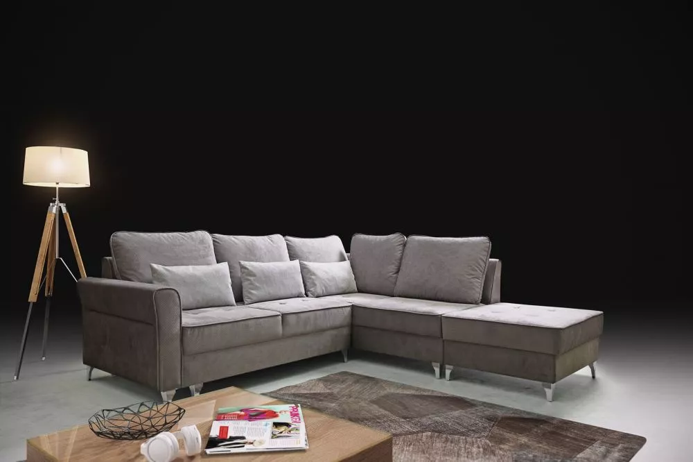 Dīvāns Broadway Standard ar pufu · Pelēks · 171 × 259 × 95 cm
