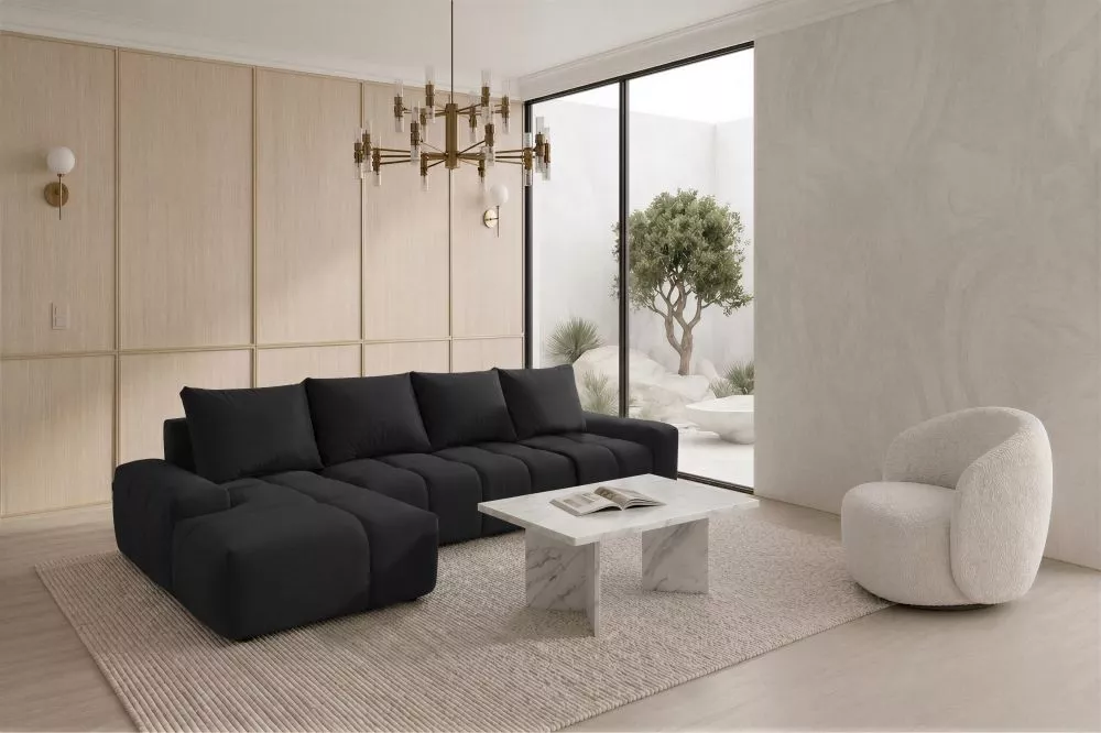 Dīvāns Marcelo 12 Standard · Melns · 151 × 325 × 83 cm