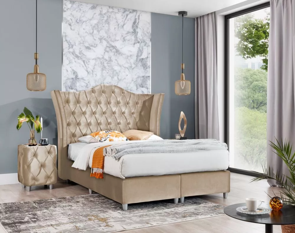 Gulta Grey Classic Standard Guļamvietas platums: 160 cm, Guļamvietas garums: 200 cm, · Bēšs · 200 × 209 × 147 cm