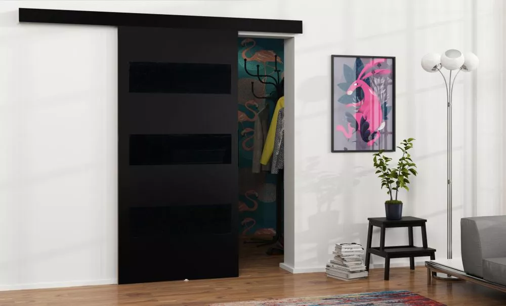 Bīdāmās durvis Malibu M-2 · Melns · 96 × 205 cm