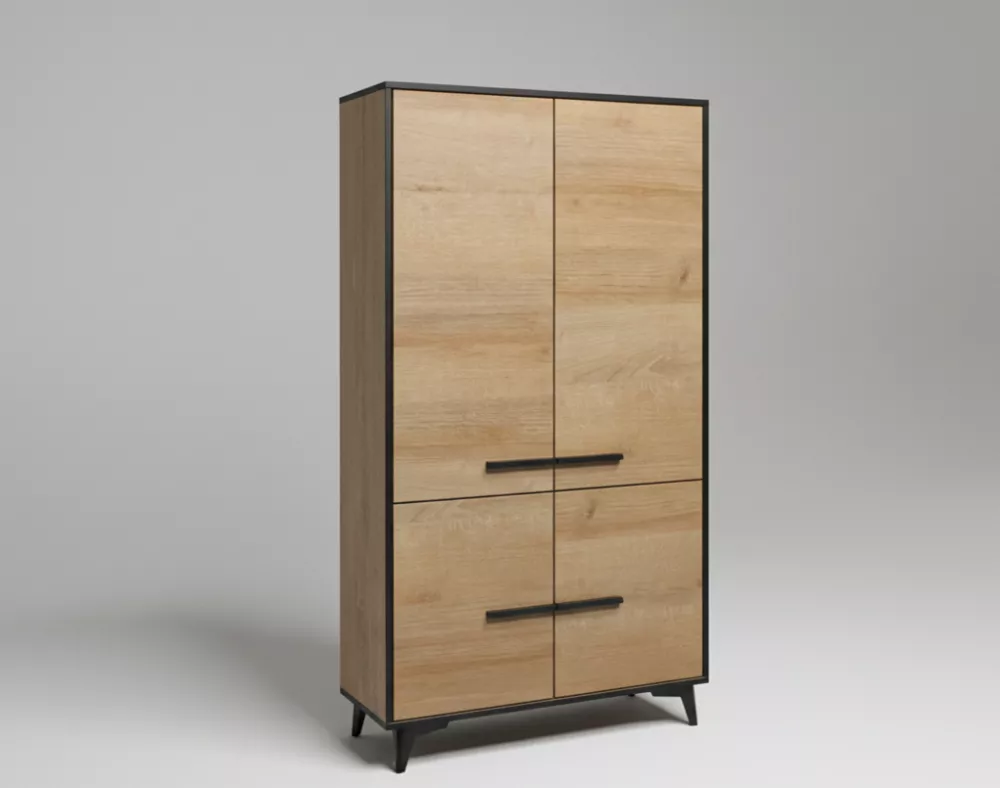 Grāmatu skapis Frida 2 S2D Elementu krāsa: melns, · Ozols riviera · 91 × 40 × 185 cm