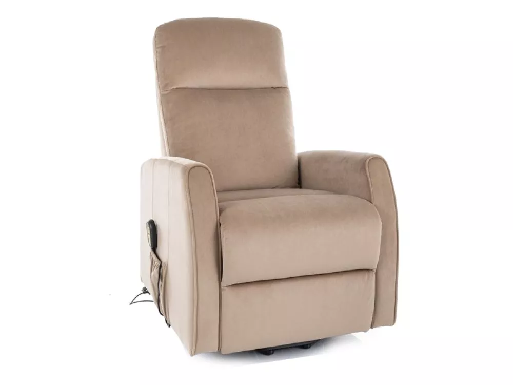 Mīksts krēsls Leto Velvet Sēdvietas dziļums: 51 cm, Maksimālais dziļums: 165 cm, · Bēšs · 68 × 90 × 107 cm