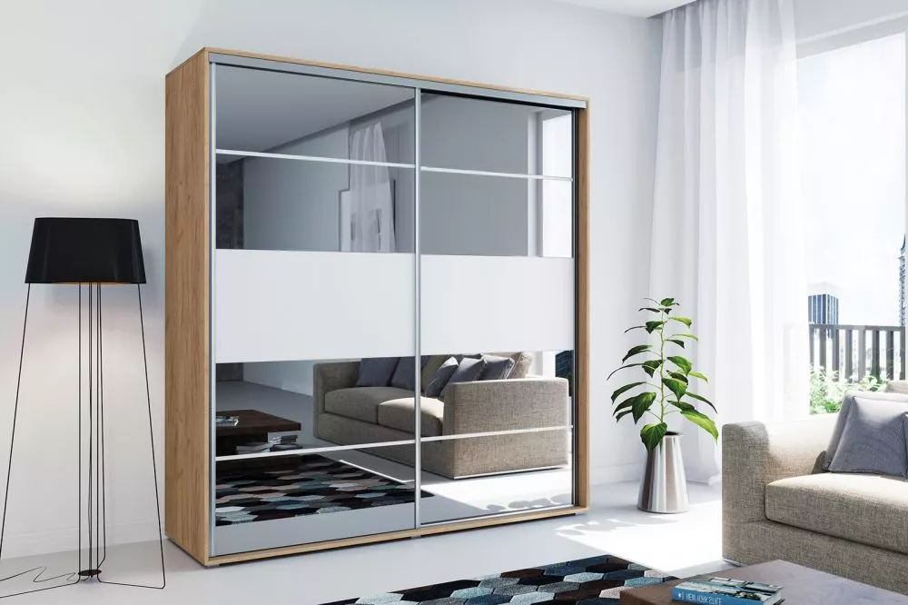 Skapis Modern A6 · Ozols craft zelts · 150 × 62 × 245 cm