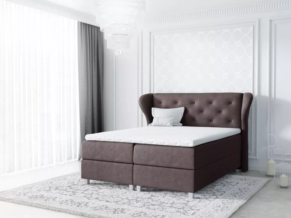 Gulta Bakarat Boxspring Standard Guļamvietas platums: 160 cm, Guļamvietas garums: 200 cm, · Brūns · 184 × 212 × 120 cm