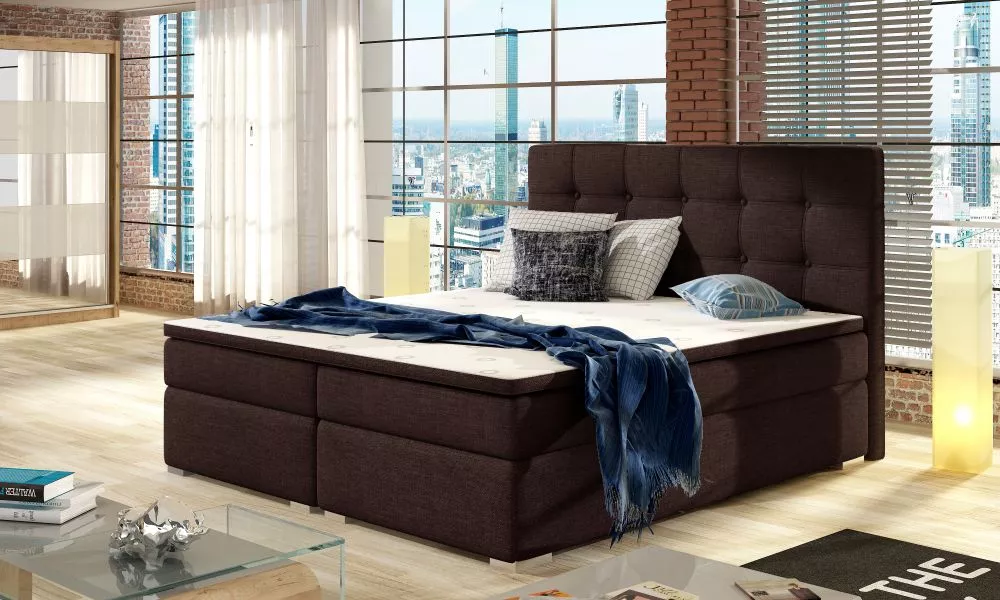 Gulta Inez Boxspring standard Guļamvietas platums: 140 cm, Guļamvietas garums: 200 cm, · Brūns · 143 × 205 × 126 cm