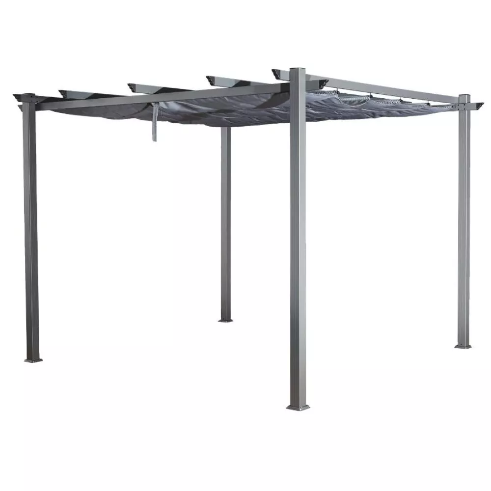 Dārza paviljons AZ Aluminium Materiāls: alumīnijs + poliesters, Korpusa krāsa: pelēks, Elementu krāsa: krēma, · 225 × 30