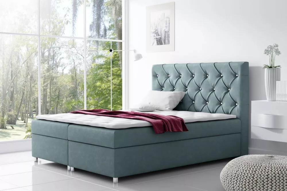 Gulta Roma Boxspring Premium Standard Guļamvietas platums: 200 cm, Guļamvietas garums: 200 cm, · Zili pelēks · 200 × 213