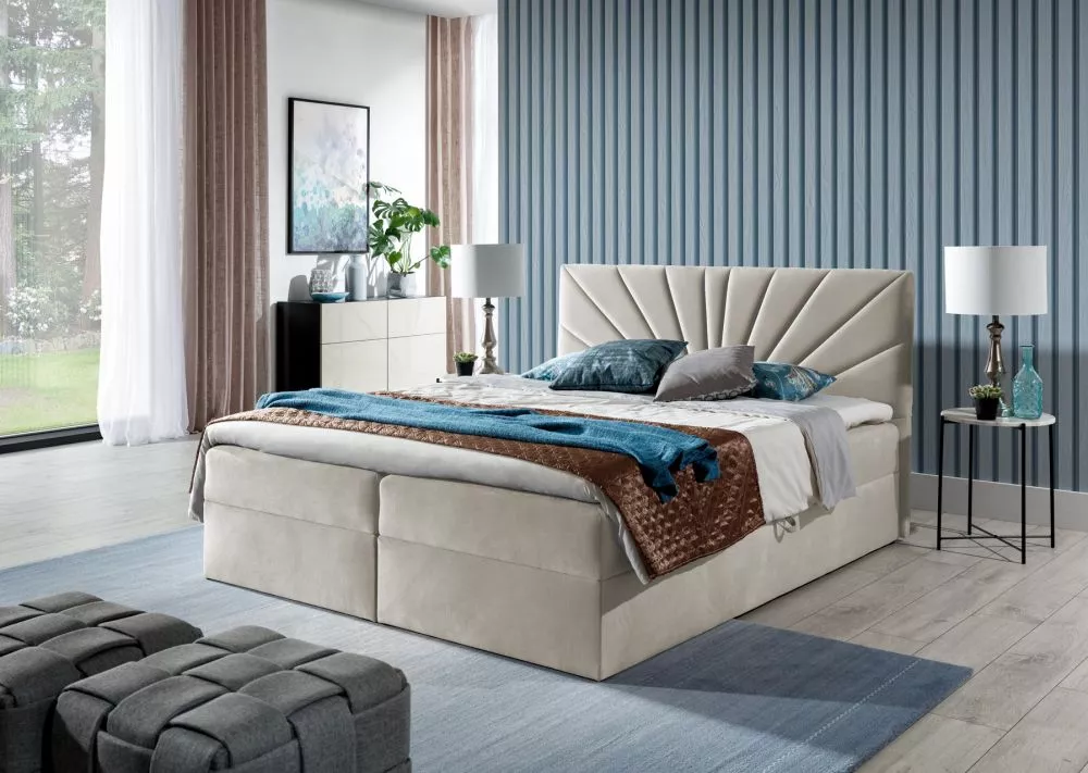 Gulta Top4 Boxspring Premium Standard Guļamvietas platums: 180 cm, Guļamvietas garums: 200 cm, · Gaiši bēšs · 184 × 208 