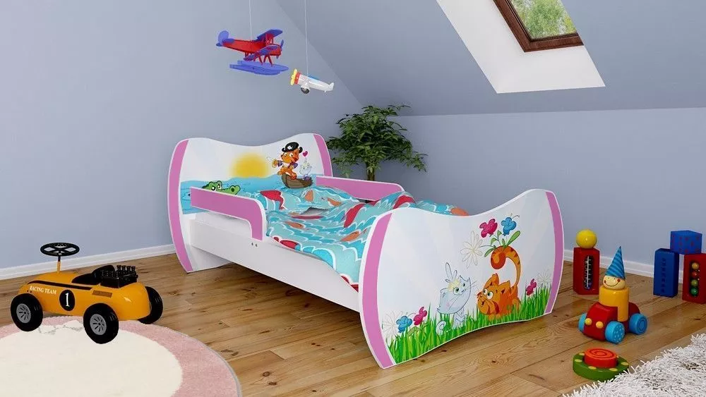 Bērnu gulta Dream L01 140x70 DM25 ar stelāžu Guļamvietas platums: 70 cm, Guļamvietas garums: 140 cm, · 94 × 144 × 71 cm