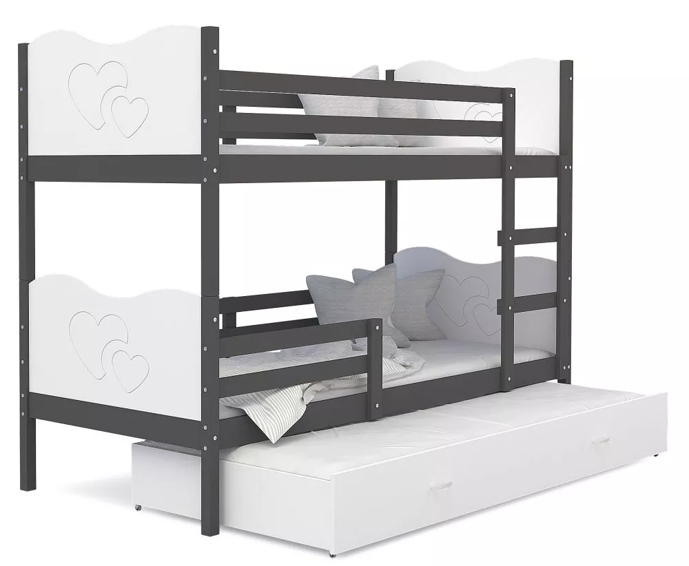 Bērnu gulta Max 3 MDF 80x190 ar stelāžām Guļamvietas platums: 80 cm, Guļamvietas garums: 190 cm, · 86 × 198 × 158 cm