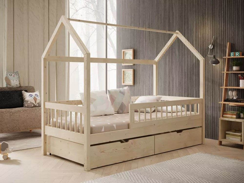 Bērnu gulta Galicja ar stelāžu Guļamvietas platums: 90 cm, Guļamvietas garums: 200 cm, · Priede · 97 × 206 × 155 cm