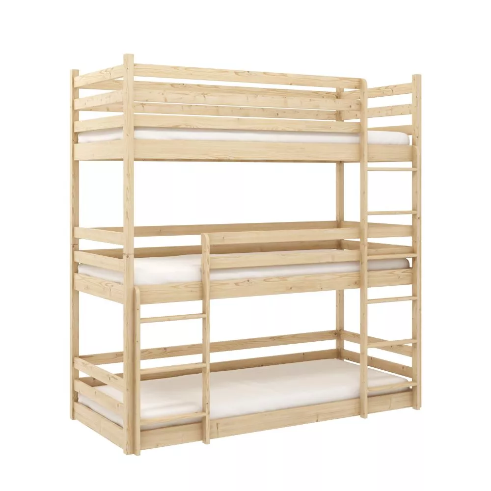 Bērnu gulta Ted ar stelāžām Guļamvietas platums: 80 cm, Guļamvietas garums: 200 cm, · Priede · 87 × 208 × 209.5 cm