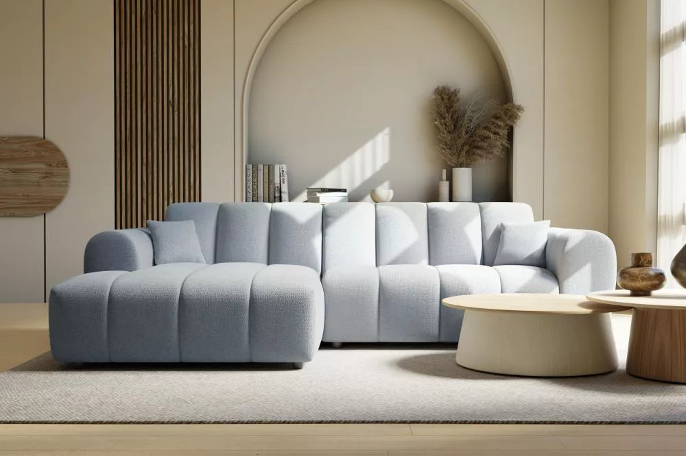 Dīvāns Ray Mini Standard · Gaiši zils · 160 × 268 × 72 cm