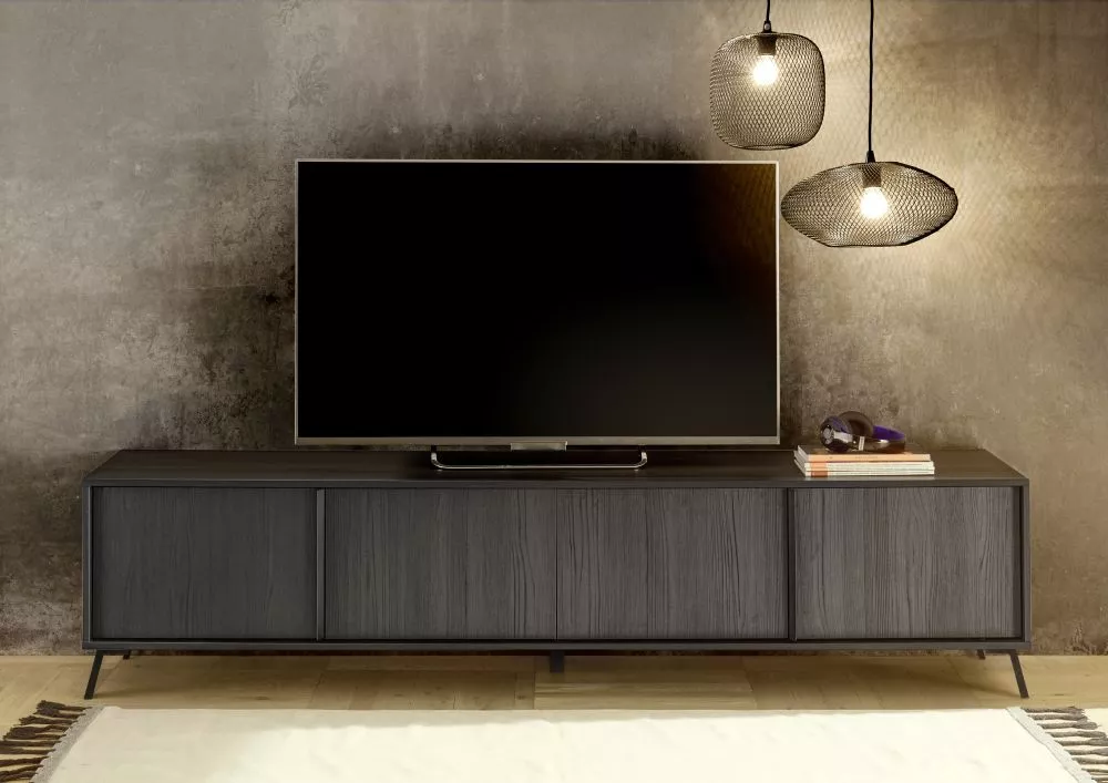 TV tumba City 09 · Melns koks · 205 × 40 × 48 cm