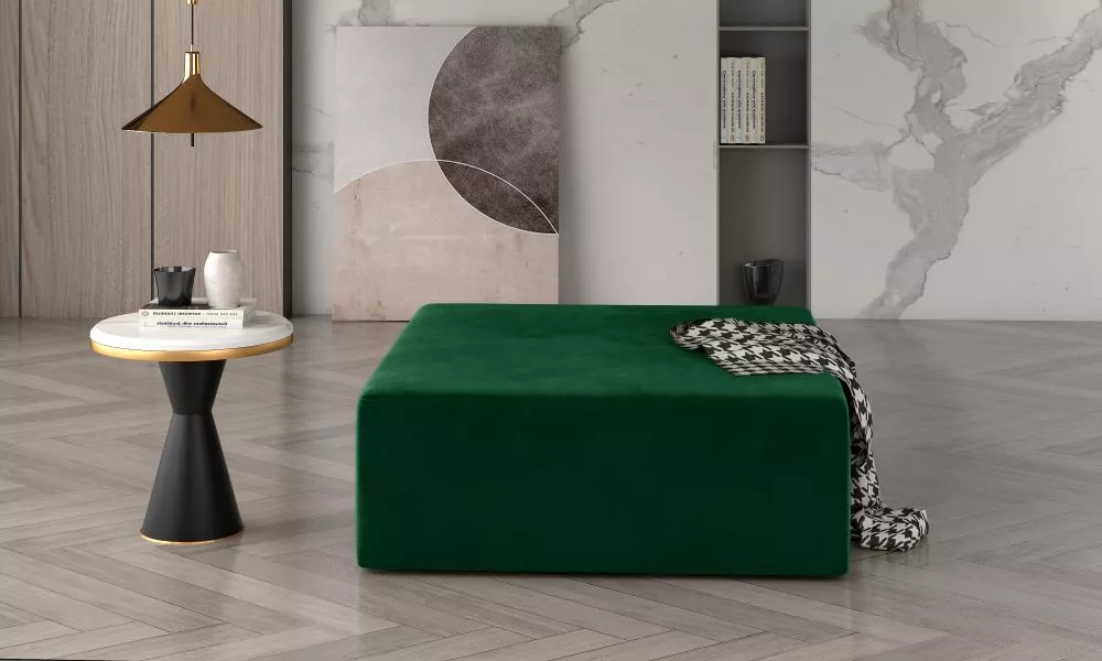 Pufs Kelim Standard Auduma numurs: Monolith 37, · Zaļš · 83 × 42 × 83 cm