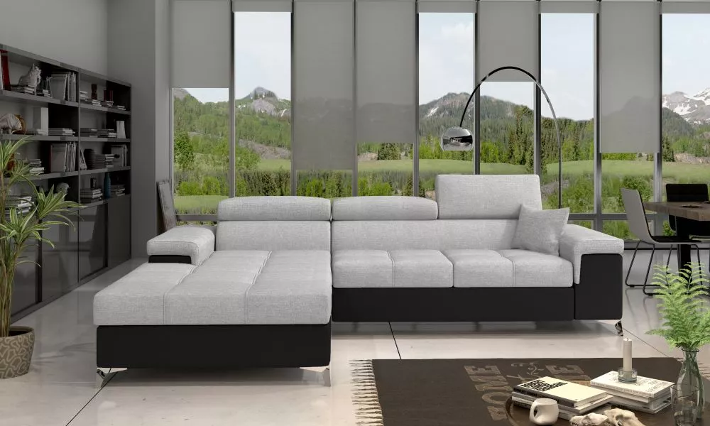 Dīvāns Ricardo Comfort Standard · Pelēks + melns · 205 × 280 × 90 cm