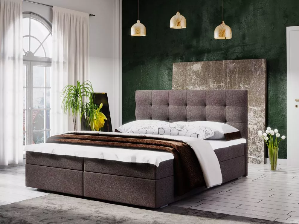 Gulta Fado 2 Boxspring Standard Guļamvietas platums: 180 cm, Guļamvietas garums: 200 cm, · Brūns · 185 × 208 × 106 cm