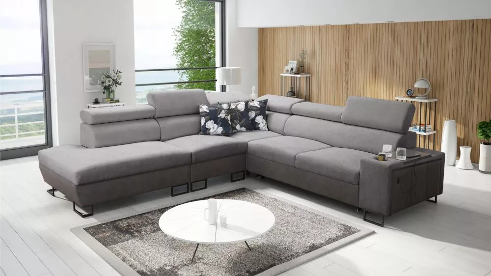 Dīvāns Melody 9 Premium Standard · Tumši pelēks + grafīts · 285 × 295 × 84 cm