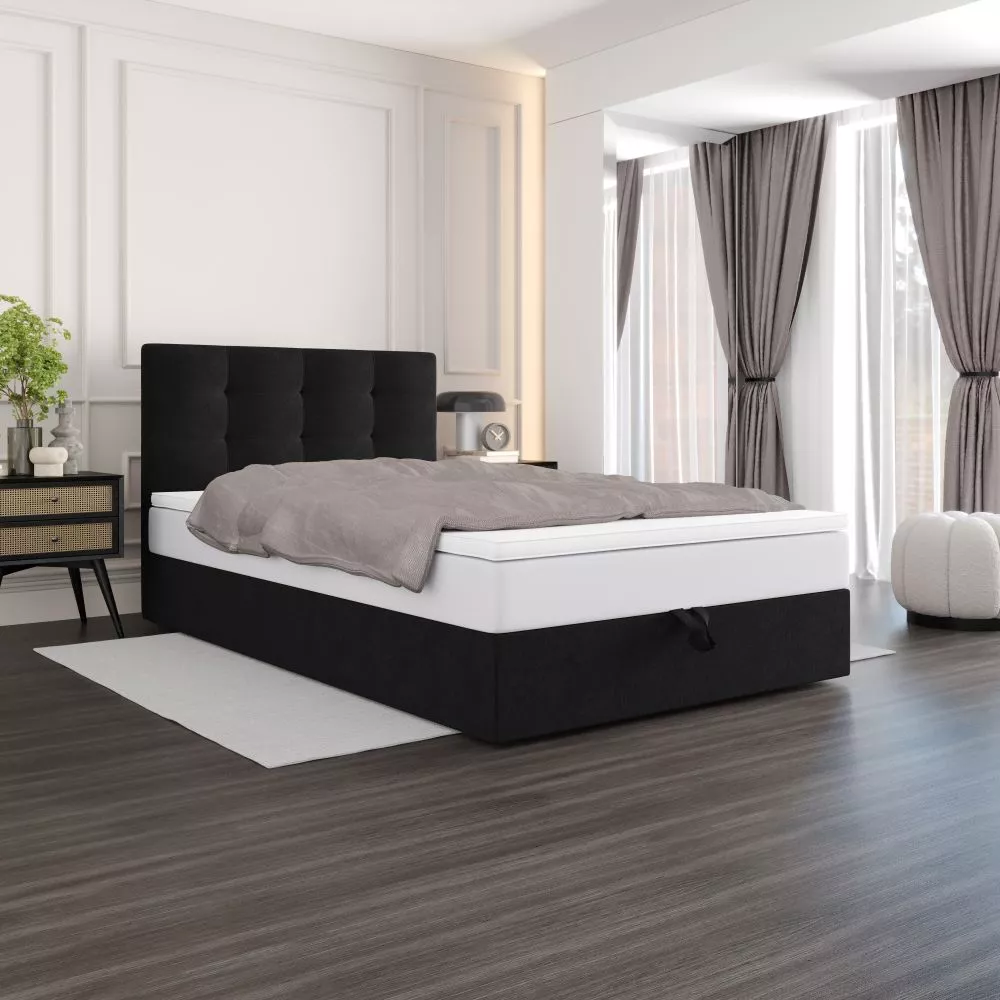 Gulta Duo 2 P Boxspring Standard Guļamvietas platums: 120 cm, Guļamvietas garums: 200 cm, · Melns · 120 × 205 × 102 cm
