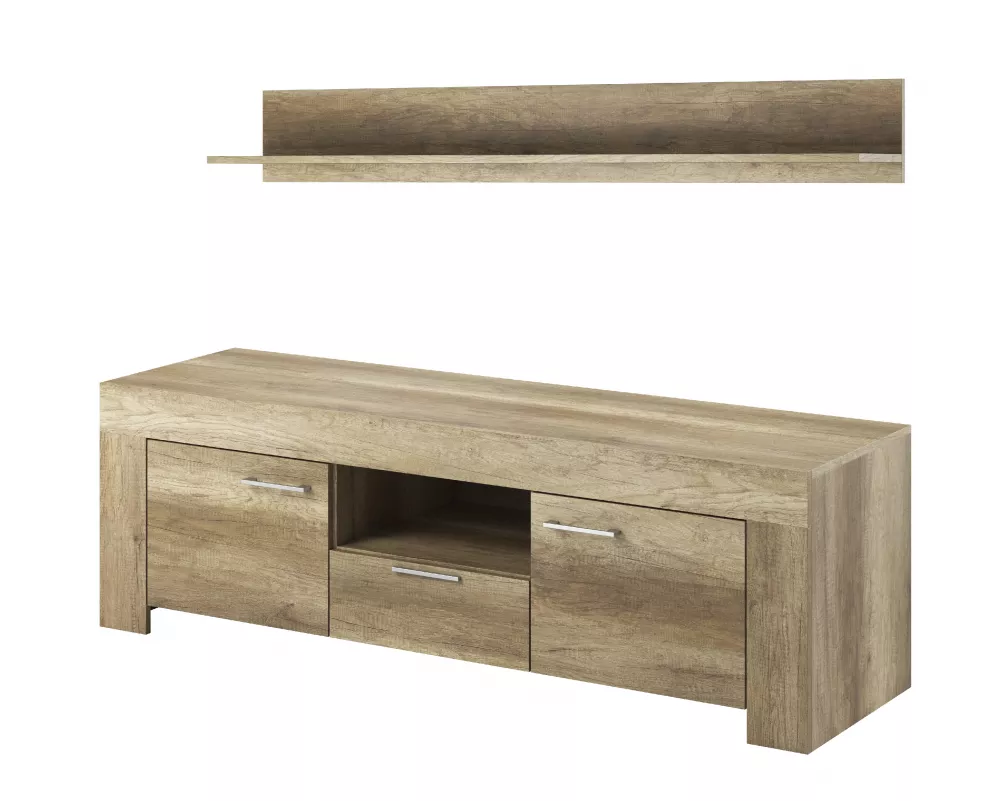 TV tumba Sky SRTV155 + P155 · Ozols pelēks · 155 × 47 × 50 cm