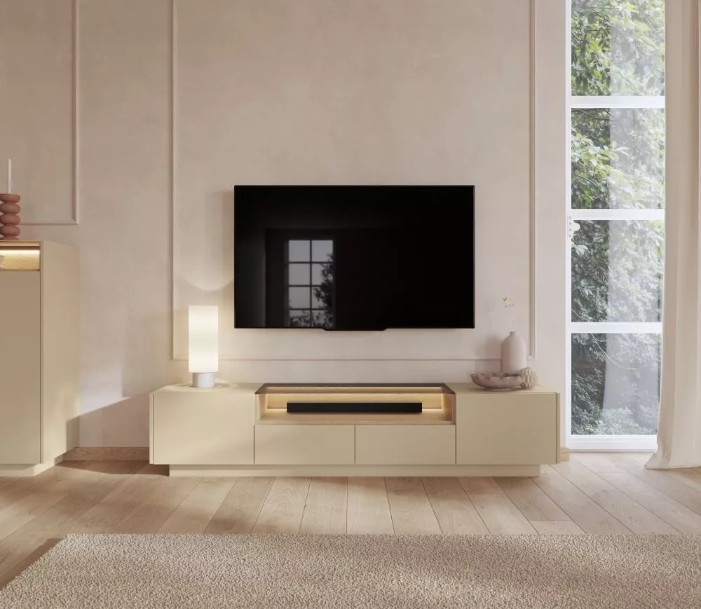 TV tumba Hiro D ar LED · 203 × 39.5 × 43.4 cm