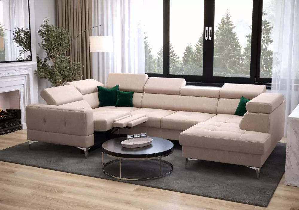 Dīvāns Toscania Max 1 Relax standard · Gaiši bēšs · 185 × 350 × 78 cm