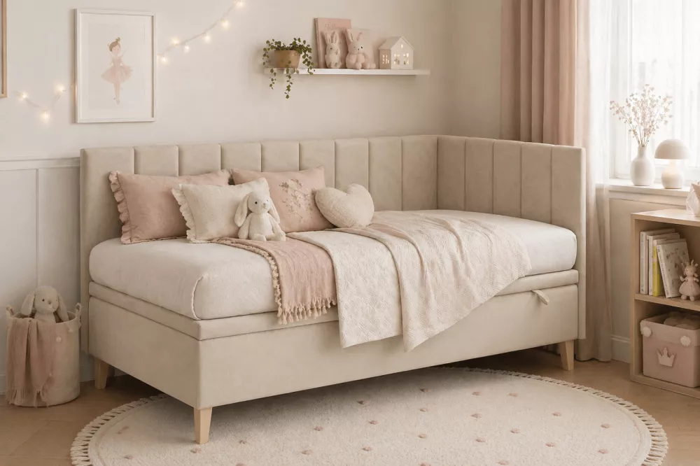 Gulta Intaro 9 Standard ar stelāžu Guļamvietas platums: 90 cm, Guļamvietas garums: 200 cm, · Bēšs · 95 × 205 × 105 cm