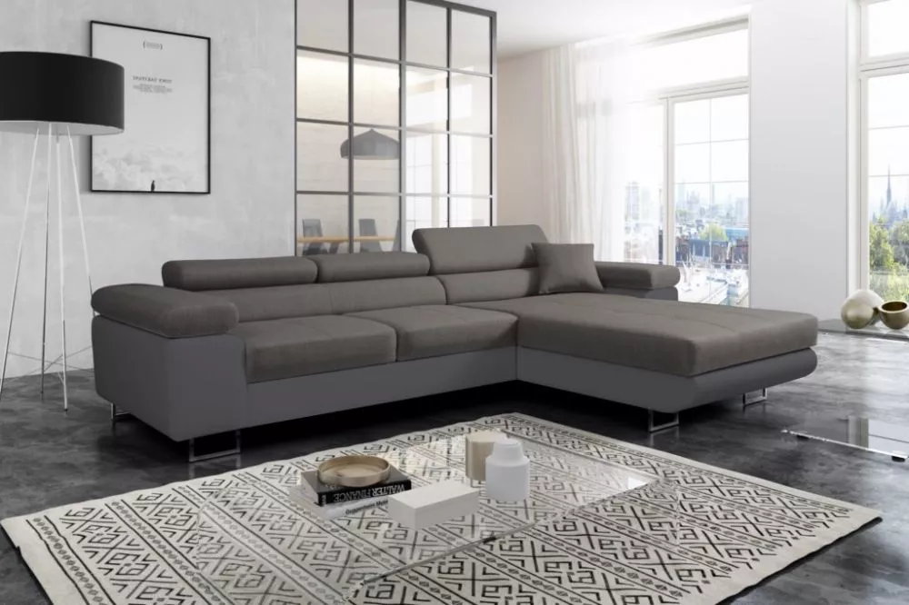 Dīvāns Alvaro standard · Pelēks + pelēks · 202 × 307 × 90 cm