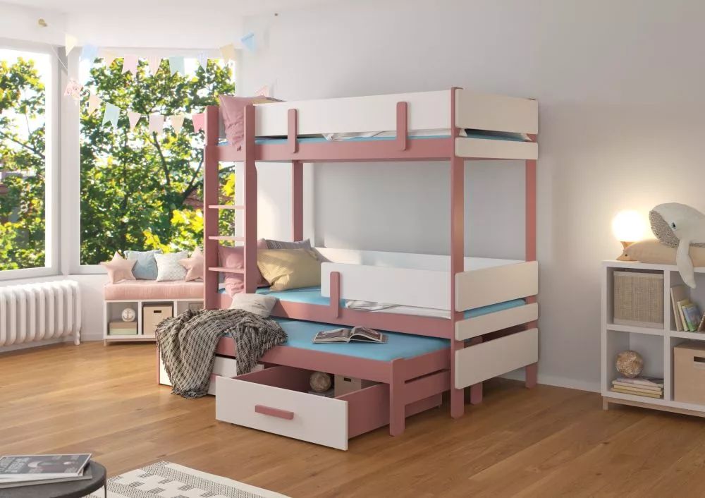 Bērnu gulta Etapo Colour ar stelāžam Guļamvietas platums: 80 cm, Guļamvietas garums: 180 cm, · 93 × 188 × 171 cm