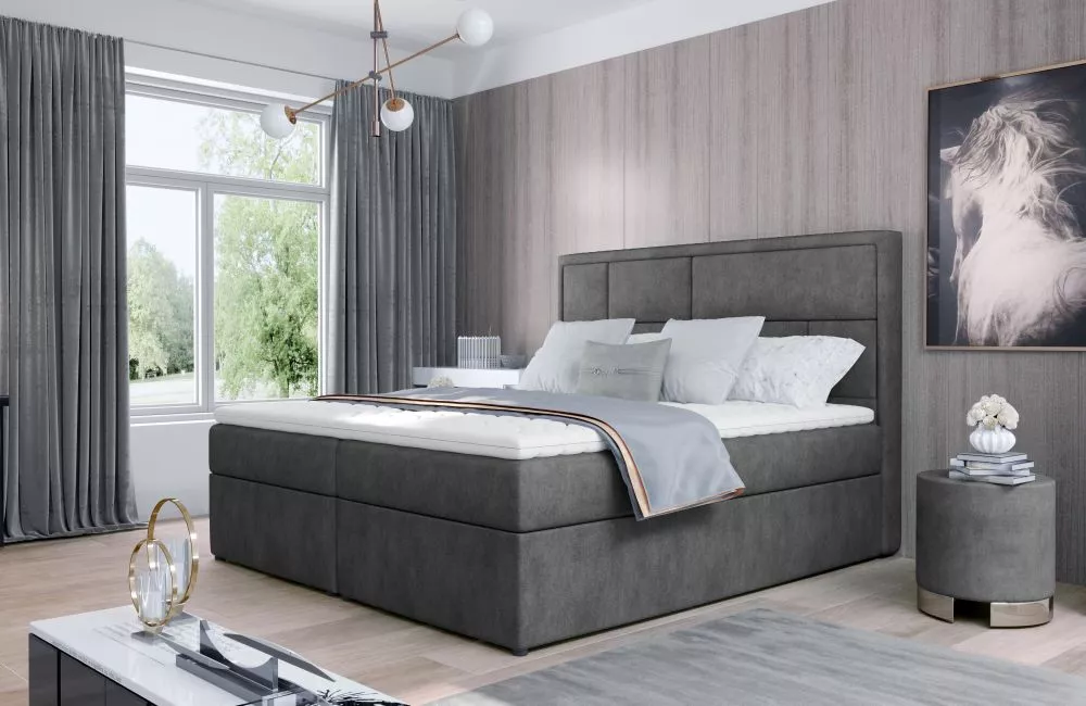 Gulta Meron Boxspring Premium standard Guļamvietas platums: 160 cm, Guļamvietas garums: 200 cm, · Tumši pelēks · 160 × 2