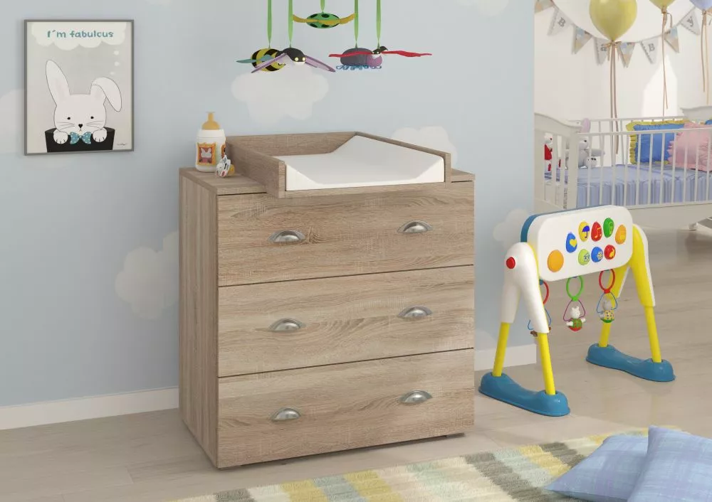 Kumode Mia Kids Ar pārtinamo matraci: 1, Ar pārtinamo virsmu: 1, · Sonoma · 80 × 48 × 90 cm