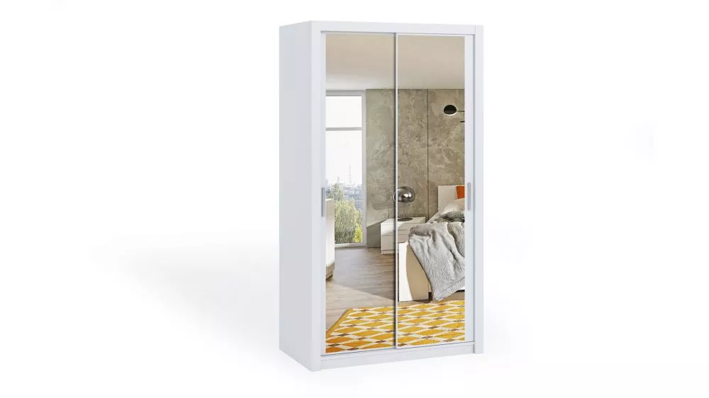 Skapis Bono BO SZ ar spoguli · Balts · 120 × 62 × 215 cm